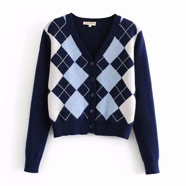 Cardigan Sweater 2020 new womens sweater fashion plaid V-neck cardigan sweater elegant ladies wild Tops sweaters coat 
Cardigan Sweater 2020 new womens sweater fashion plaid V-neck cardigan sweater elegant ladies wild Tops sweaters coat