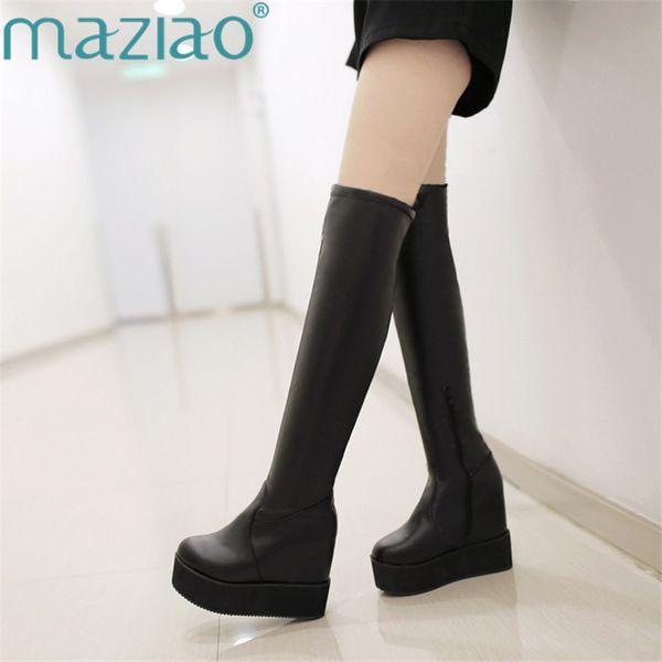 new over the knee boots leather height increasing women long boots platform winter fashion tall maziao, Black
new over the knee boots leather height increasing women long boots platform winter fashion tall maziao, Black
