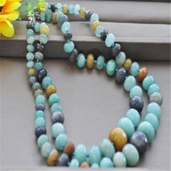 2row 17-18 "20mm rond à facettes bleu amazon-collier de tour de perles de pierre, Silver
2row 17-18 "20mm rond à facettes bleu amazon-collier de tour de perles de pierre, Silver