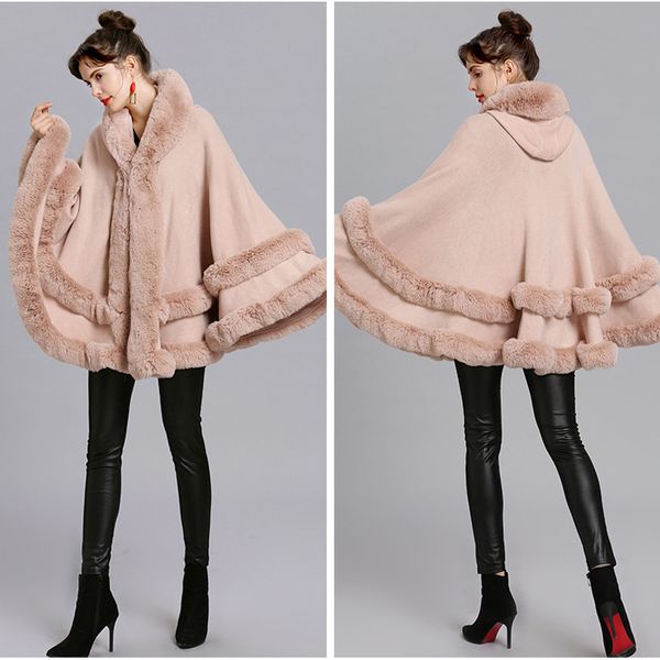 double layer luxury rex fur cape coat hooded shawl winter women knit cashmere poncho overcoat faux fur overcoat plus size, Black
double layer luxury rex fur cape coat hooded shawl winter women knit cashmere poncho overcoat faux fur overcoat plus size, Black