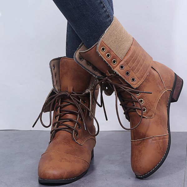 boots winter women ankle patchwork handmade sewing lace up cross-tie low square heels round toe thick sole ladies fashion shoes, Black
boots winter women ankle patchwork handmade sewing lace up cross-tie low square heels round toe thick sole ladies fashion shoes, Black