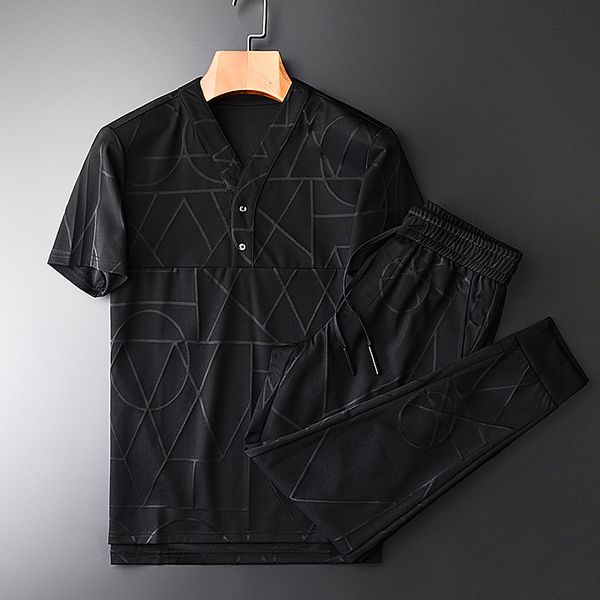 men's tracksuits minglu geometric pattern mens sets plus size 4xl summer v collar short sleeve male luxury sport casual mans with pants, Gray
men's tracksuits minglu geometric pattern mens sets plus size 4xl summer v collar short sleeve male luxury sport casual mans with pants, Gray