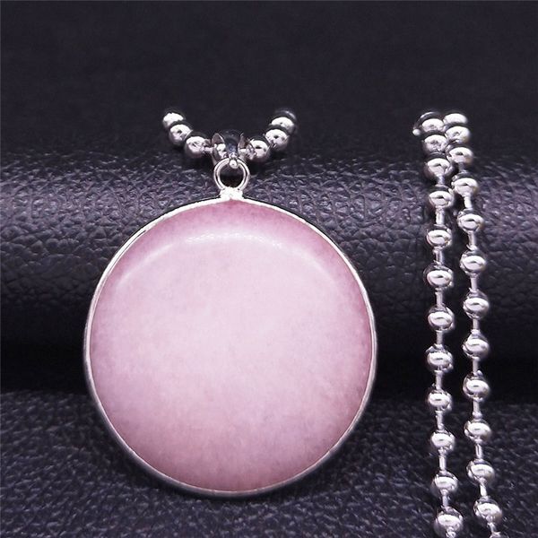 round stainless steel natural stone necklaces women pink silver color big long necklace jewelry acier inoxydable bijoux n4502s04 
round stainless steel natural stone necklaces women pink silver color big long necklace jewelry acier inoxydable bijoux n4502s04