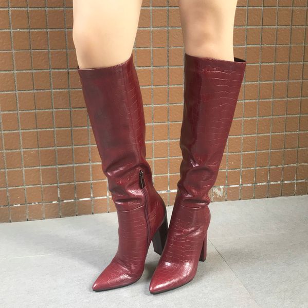 faux leather pointed toe knee boots woman block heel zipper long boots female high heel shoes women black beige burgundymultifunction
faux leather pointed toe knee boots woman block heel zipper long boots female high heel shoes women black beige burgundymultifunction