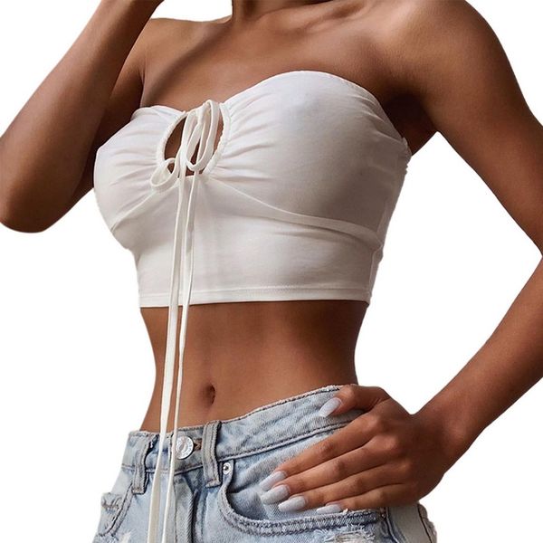 women's tanks & camis 2021 women solid lace up bow halter ruched crop fashion sleeveless backless tube female streetwear, White
women's tanks & camis 2021 women solid lace up bow halter ruched crop fashion sleeveless backless tube female streetwear, White