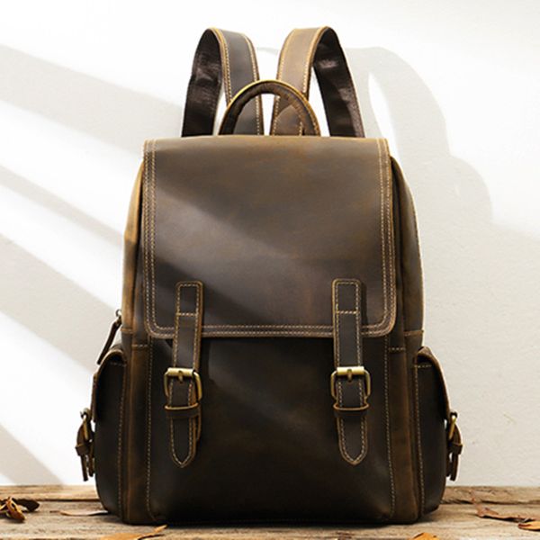 leather casual men's backpack travel backpack retro british bag computer bag head layer cowhide crazy horse leather cow
leather casual men's backpack travel backpack retro british bag computer bag head layer cowhide crazy horse leather cow