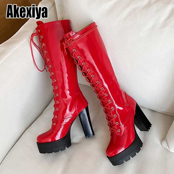 fashion women platform boots patent leather shoes autumn winter knee high boots ladies thick sole nightclub botas mujer, Black
fashion women platform boots patent leather shoes autumn winter knee high boots ladies thick sole nightclub botas mujer, Black