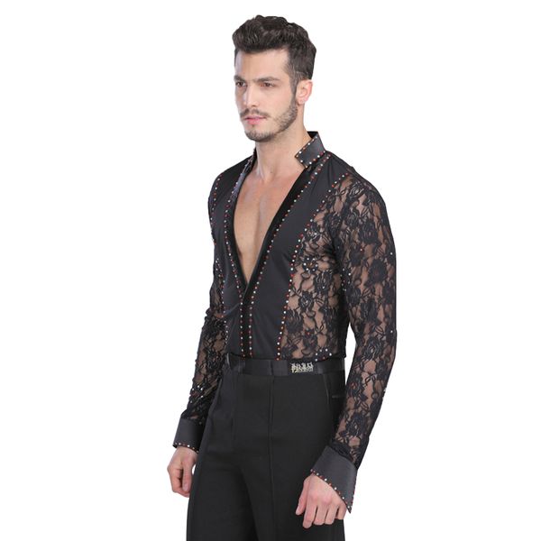 stage wear men's lace costumes international dance practice clothes modern ballroom latin and pants, Black;red
stage wear men's lace costumes international dance practice clothes modern ballroom latin and pants, Black;red
