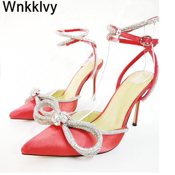 pointed toe sandals women bow knot crystal high heels satin silk ankle staps pumps 2020 bling bling dress party fairy shoes, Black
pointed toe sandals women bow knot crystal high heels satin silk ankle staps pumps 2020 bling bling dress party fairy shoes, Black