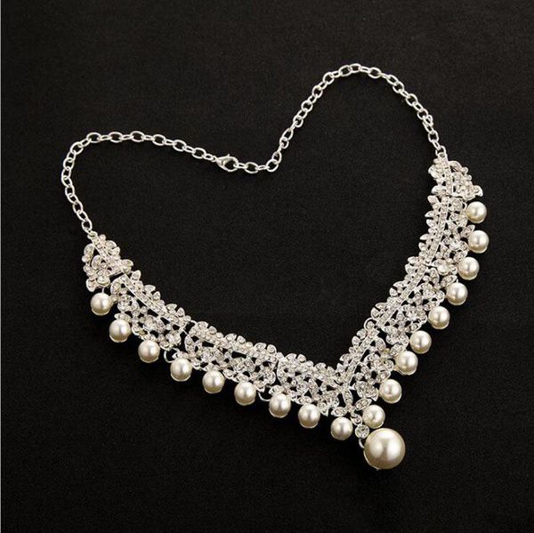 luxury crystals pearls drop bridal jewelry sets for women 2020 fashion earrings necklace wedding prom evening accessories, Silver
luxury crystals pearls drop bridal jewelry sets for women 2020 fashion earrings necklace wedding prom evening accessories, Silver