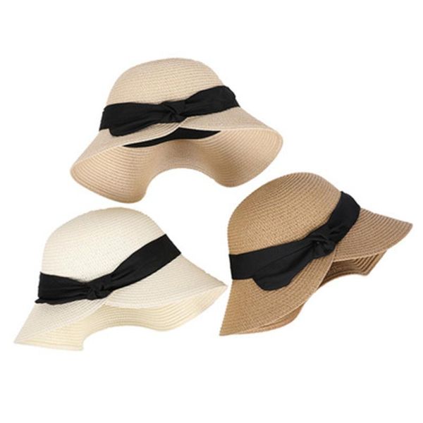 summer leisure outdoor straw woven sun hat female korean version beach hat, Blue;gray