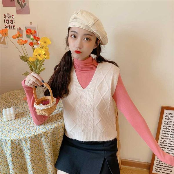 women's vests soft sweater vest women 2021 autumn korean style cute argyle v neck sleeveless pullover short knitted tank jumper t537, Black;white
women's vests soft sweater vest women 2021 autumn korean style cute argyle v neck sleeveless pullover short knitted tank jumper t537, Black;white