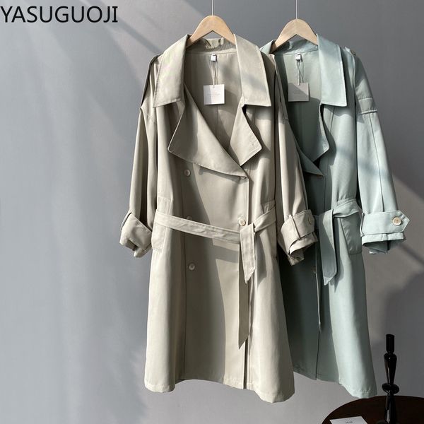 women's trench coats yasuguoji 2021 early spring style solid color thin loose-fit mid-length lace-up coat, Tan;black
women's trench coats yasuguoji 2021 early spring style solid color thin loose-fit mid-length lace-up coat, Tan;black
