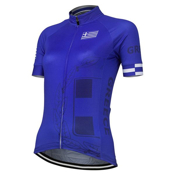 new 2020 greece women new cycling jersey short bike road mountain race bicycle clothes blue racing clothing, Black;red