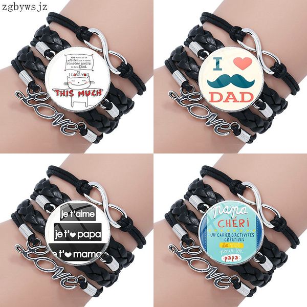 brand glass cabochon multilayer black leather bracelet bangle jewelry gift for women men i love daddy this much, Golden;silver
brand glass cabochon multilayer black leather bracelet bangle jewelry gift for women men i love daddy this much, Golden;silver