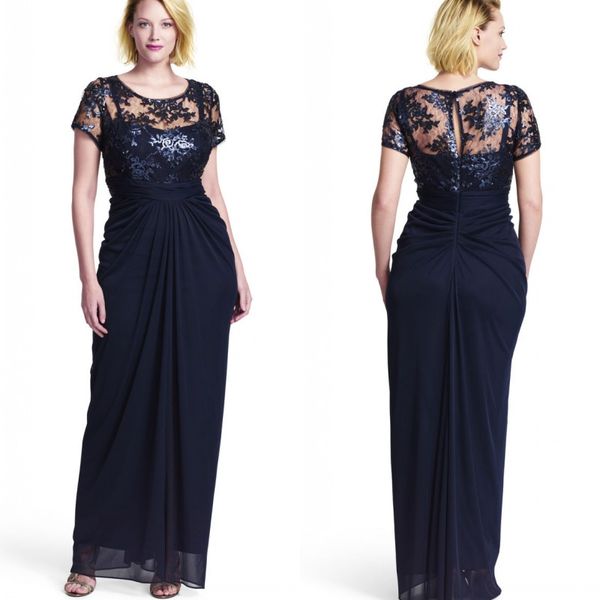 Navy Blue Chiffon Sheath Plus Size Formal Dresses 2015 New Style Special Occasion Sequin Lace Short Sleeve Evening Dress Custom EN7213
Navy Blue Chiffon Sheath Plus Size Formal Dresses 2015 New Style Special Occasion Sequin Lace Short Sleeve Evening Dress Custom EN7213