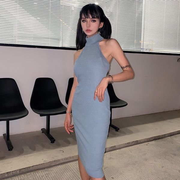 casual dresses woman dress 2021 solid halter backless sleeveless knit midi slim party vestido de mujer kobieta sukienka femme robe, Black;gray
casual dresses woman dress 2021 solid halter backless sleeveless knit midi slim party vestido de mujer kobieta sukienka femme robe, Black;gray