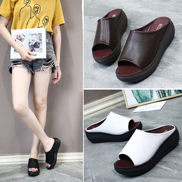 slippers women wear sandals outside summer fish mouth thick bottom slope heel women's shoes, Black
slippers women wear sandals outside summer fish mouth thick bottom slope heel women's shoes, Black
