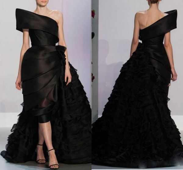 black high low prom dresses sheath long train one shoulder satin tiered red carpet dresses evening wear back zipper red carpet party gowns, Black;red
black high low prom dresses sheath long train one shoulder satin tiered red carpet dresses evening wear back zipper red carpet party gowns, Black;red