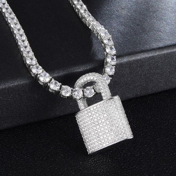 hip hop bling lock iced out bling cubic zircon necklace & pendant men women jewelry charm tennis chain, Silver
hip hop bling lock iced out bling cubic zircon necklace & pendant men women jewelry charm tennis chain, Silver