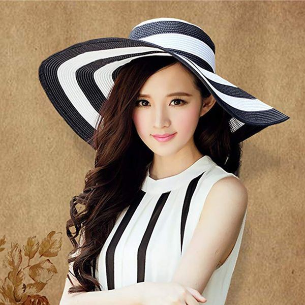 big brim classic black white striped straw hat casual outdoor beach caps for women 2020 summer female sun hats for women #p7, Yellow
big brim classic black white striped straw hat casual outdoor beach caps for women 2020 summer female sun hats for women #p7, Yellow