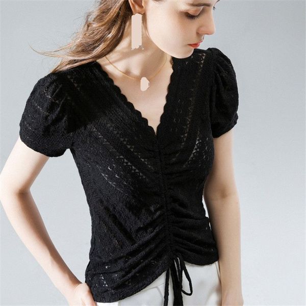 little elastic wave lace shirt women short sleeved shirts 2020 summer drawstring puff sleeve slim lady hollow out blouses, White
little elastic wave lace shirt women short sleeved shirts 2020 summer drawstring puff sleeve slim lady hollow out blouses, White