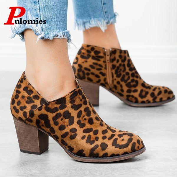 pulomies women leopard heels thick heels boots zipper lether pointed toe night club boots women dress shoes, Black
pulomies women leopard heels thick heels boots zipper lether pointed toe night club boots women dress shoes, Black