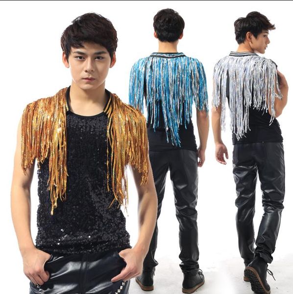 tassel paillete vest men punk rock costumes singer dance stage summer personality slim clothes fashion street european 2020, Black;white
tassel paillete vest men punk rock costumes singer dance stage summer personality slim clothes fashion street european 2020, Black;white
