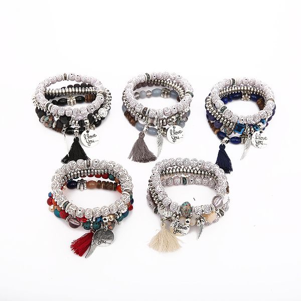 female bohemian ethnic style wings tassel multi-layer bracelet new bodhi bracelet couple male gift, Black
female bohemian ethnic style wings tassel multi-layer bracelet new bodhi bracelet couple male gift, Black