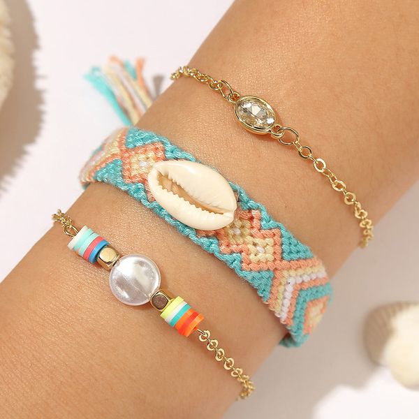 3pcs/set simple rhinestone pearl gold chain bracelets for women ethnic boho multicolor cotton rope weave handmade charm bracelet, Golden;silver
3pcs/set simple rhinestone pearl gold chain bracelets for women ethnic boho multicolor cotton rope weave handmade charm bracelet, Golden;silver