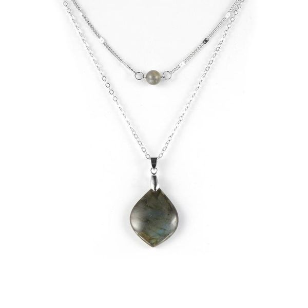 women natural stone labradorite pendant necklace double layers moon stone charm choker clavicle chain wedding party jewelry gift, Silver
women natural stone labradorite pendant necklace double layers moon stone charm choker clavicle chain wedding party jewelry gift, Silver