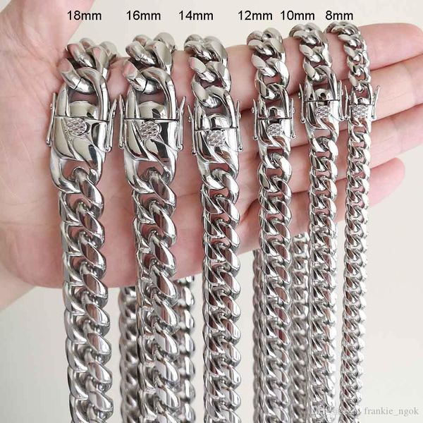men women cuban chains necklace bracelet 316l stainless steel jewelry sets high polished hip hop choker link double safety clasps 8mm-18mm, Silver
men women cuban chains necklace bracelet 316l stainless steel jewelry sets high polished hip hop choker link double safety clasps 8mm-18mm, Silver