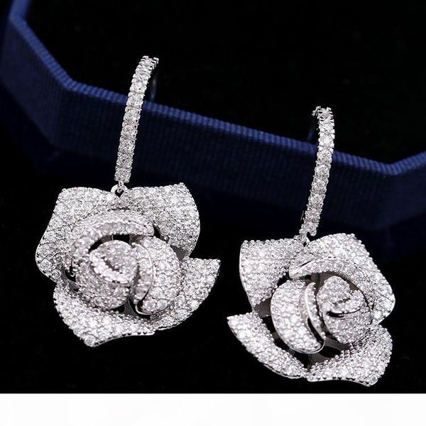 european exaggerated dinner three-dimensional camellia earrings micro-inlaid zircon luxury ear hook earrings online star with the earrings, Silver
european exaggerated dinner three-dimensional camellia earrings micro-inlaid zircon luxury ear hook earrings online star with the earrings, Silver