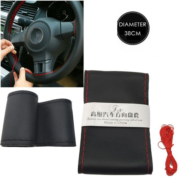car anti-slip steering wheel cover fiber leather with soft anti-slip black diy braid & needles leather thread universal
car anti-slip steering wheel cover fiber leather with soft anti-slip black diy braid & needles leather thread universal