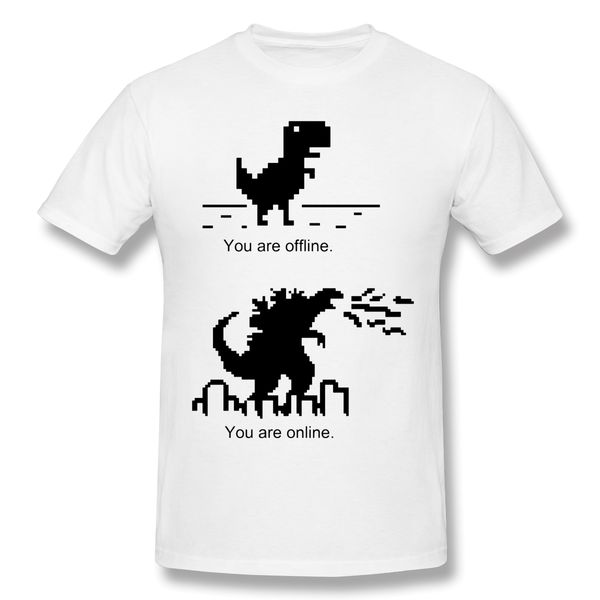 t shirts men online vs offline t-shirt 100% cotton clothing gojira godzillar japanese monster hero pure cotton tees
