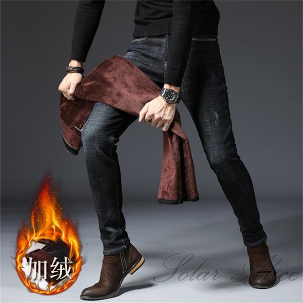 2020 men's winter new velvet feet jeans mid-waist thickened warm stretch youth slim casual pants, Blue
2020 men's winter new velvet feet jeans mid-waist thickened warm stretch youth slim casual pants, Blue