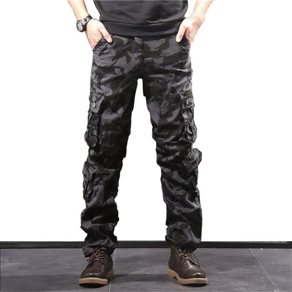 men's camouflage military pants casual cotton cargo loose trousers hip hop joggers streetwear multi-pocket tactical work pants, Black
men's camouflage military pants casual cotton cargo loose trousers hip hop joggers streetwear multi-pocket tactical work pants, Black