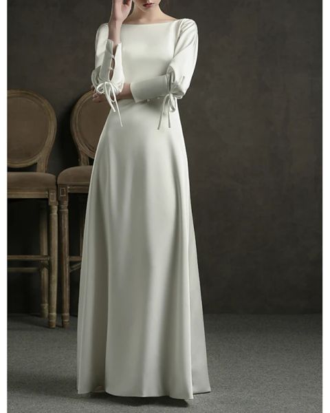 p by supplier report copyright infringement sheath / column wedding dresses jewel neck floor length satin long sleeve simple elegant, White
p by supplier report copyright infringement sheath / column wedding dresses jewel neck floor length satin long sleeve simple elegant, White