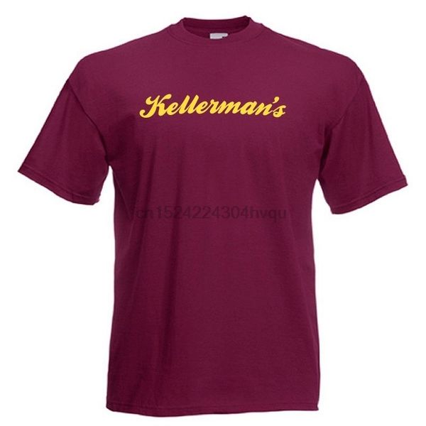 kellermans standard fit burgundy t-shirt with yellow print new all sizes