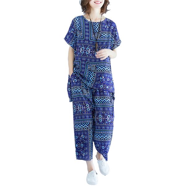 2020 new summer retro fashion printing large size women's loose short-sleeved shirt + wide leg pants cotton and linen two-piece, Gray
2020 new summer retro fashion printing large size women's loose short-sleeved shirt + wide leg pants cotton and linen two-piece, Gray