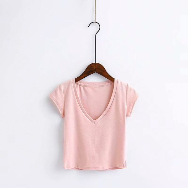 women's t-shirt women knitted cotton crop short sleeve v-neck solid tees summer elastic slim knitwear 5 colors, White
women's t-shirt women knitted cotton crop short sleeve v-neck solid tees summer elastic slim knitwear 5 colors, White