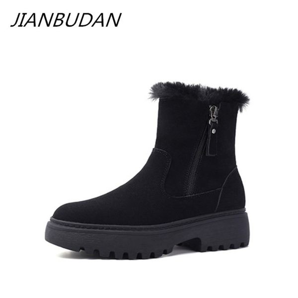 jianbudan women's snow boots big size 34-43 flat platform women's shoes fashion casual zipper fur plush warm short boots, Black 
jianbudan women's snow boots big size 34-43 flat platform women's shoes fashion casual zipper fur plush warm short boots, Black