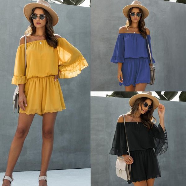 women's jumpsuits & rompers women playsuits off shoulder ruffle half sleeve chiffon summer holiday beach loose casual ladies overalls, Black;white
women's jumpsuits & rompers women playsuits off shoulder ruffle half sleeve chiffon summer holiday beach loose casual ladies overalls, Black;white