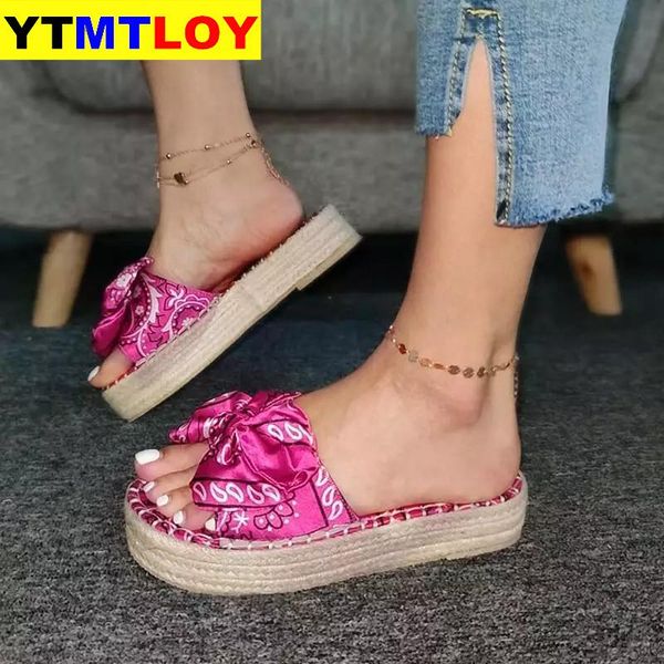 print silk bow shoes summer sandals women slippers platform casual shoes 35-43, Black
print silk bow shoes summer sandals women slippers platform casual shoes 35-43, Black