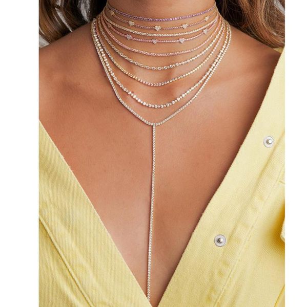 chains gold color thin cz tennis chain necklace various colors colorful charm women choker with link trendy rainbow jewelry, Silver
chains gold color thin cz tennis chain necklace various colors colorful charm women choker with link trendy rainbow jewelry, Silver