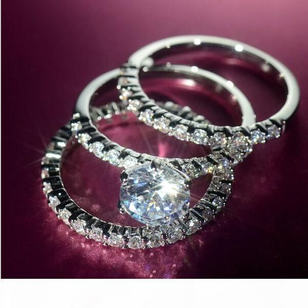 wholesale women clear zircon 10kt white gold filled 3-in-1 wedding simulated diamond women band ring set size 5-11, Silver
wholesale women clear zircon 10kt white gold filled 3-in-1 wedding simulated diamond women band ring set size 5-11, Silver