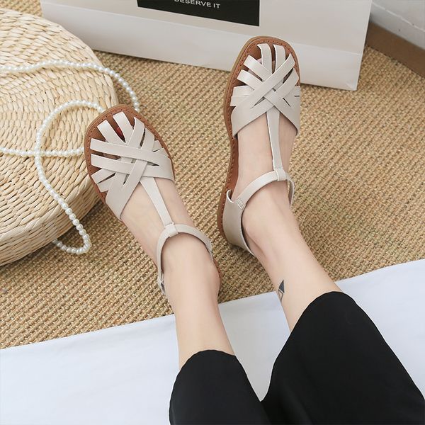 soft leather shoes woman sandals flat cutout summer shoes closed toe ladies female gladiator women sandals, Black
soft leather shoes woman sandals flat cutout summer shoes closed toe ladies female gladiator women sandals, Black
