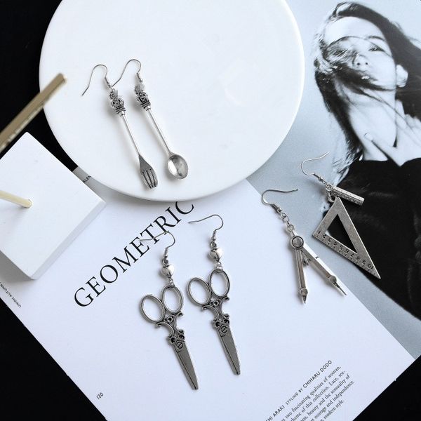 punk funny vintage compasses ruler drop earrings scissors spoon earrings for women girl personality brincos gift, Silver
punk funny vintage compasses ruler drop earrings scissors spoon earrings for women girl personality brincos gift, Silver