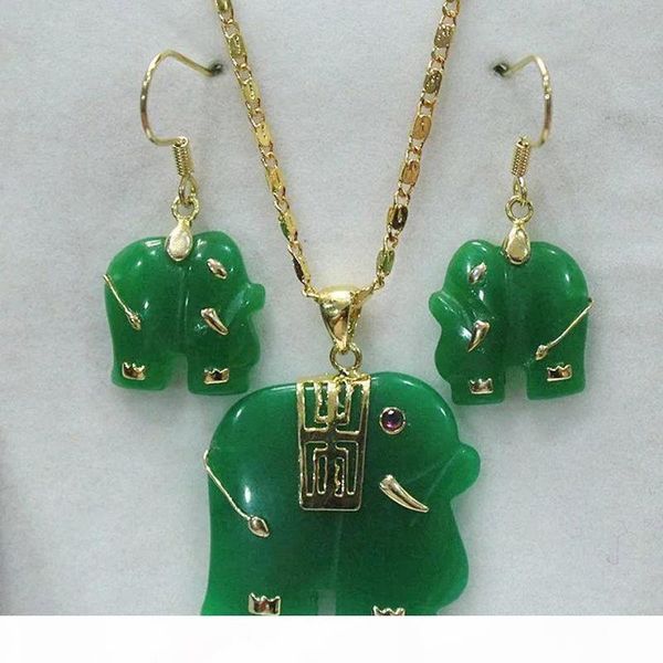 charming natural green jade elephant pendant yellow & white necklace earrings set fashion jewelry, Black
charming natural green jade elephant pendant yellow & white necklace earrings set fashion jewelry, Black