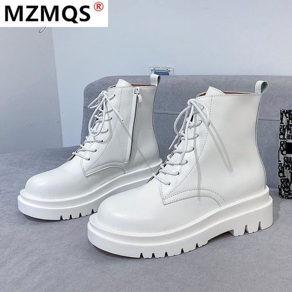 2020 new winter women's fashion lace-up short heel flat boots women's round head side pull pu mid-calf boots zapatos de mujer, Black
2020 new winter women's fashion lace-up short heel flat boots women's round head side pull pu mid-calf boots zapatos de mujer, Black